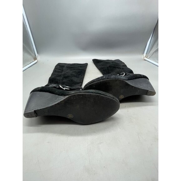 BCBGeneration suede 3" wedge knee high boots black side zip size 8.5 B READ - Picture 2 of 9